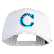 Large C Patched Retro Cotton Blend Snapback Cap - White OSFM