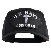 U.S. Navy Corpsman Patched Solid Cotton Twill Mesh Prostyle Cap - Black OSFM