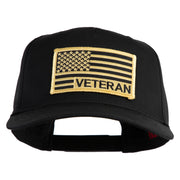 USA Gold Flag Veteran Patched Solid Cotton Twill 5 Panel Prostyle Snap Cap - Black OSFM