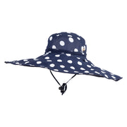 Women's Reversible Polka Dot 6.5" Extra Wide Brim Hat - Blue OSFM