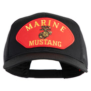 Marine Mustang Red Patched Solid Cotton Twill Mesh Prostyle Cap - Black OSFM