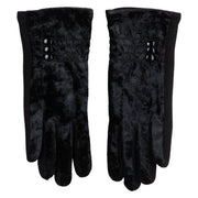 Women's Crushed Velvet Texting Gloves - Black OSFM