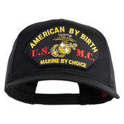 American By Birth U.S.M.C. Marine by Choice Patched Solid Cotton Twill Mesh Prostyle Cap - Black OSFM