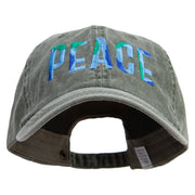 Earth Pattern Peace in Christmas Embroidered Big Size Washed Pigment Dyed Cap - Olive XL-3XL