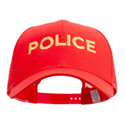 POLICE Letter Embroidered Big Size Solid Cotton Twill High Profile Mesh Pro Style Cap - Red XL-3XL