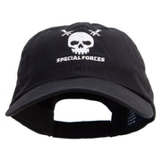 Skull Special Forces Embroidered Low Profile Dyed Cotton Twill Cap - Black OSFM