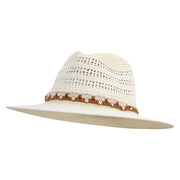 Women's 3" Brim Straw Fedora Hat with Knotted Band - Ivory OSFM