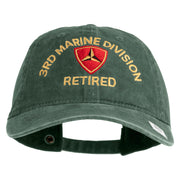 3rd Marine Division Retired Embroidered Washed Solid Pigment Dyed Cotton Twill Brass Buckle Cap - Dk-Green OSFM