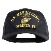 U.S. Marine Corps Semper Fi Black Patched Solid Cotton Twill Mesh Prostyle Cap - Black OSFM