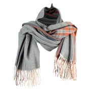 Mixed Color Plaid Style Fringe Edge Scarf - Green OSFM