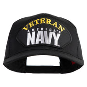 Veteran America's Navy Patched Solid Cotton Twill Pro Style Cap - Black OSFM
