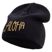 Artistic Aloha Logo Embroidered Big Size Superior Cotton Short Knit Beanie - Black XL-3XL