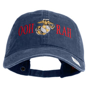 Ooh Rah Embroidered Washed Solid Pigment Dyed Cotton Twill Brass Buckle Cap - Navy OSFM