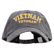 Vietnam Veteran Phrase Embroidered Big Size Washed Pigment Dyed Cap - Black XL-3XL