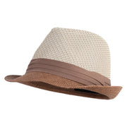 Toyo 1.5" Brim Straw Vary Fedora Hat - Natural Brown M