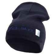 Made in USA Eagle U.S. Navy Symbol Embroidered 8 Inch Solid Knit Short Beanie