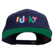 Colorful Funky Logo Embroidered Wool Blend Prostyle Snapback - Navy OSFM