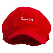 Dream Big Embroidered Cotton Elastic Newsboy Cap - Red OSFM