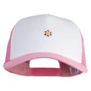 Rhinestud Hotfix Flower Iron On Glue Patched Cotton Trucker Cap - Orange OSFM