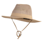 UPF 50+ Mesh Crown Lightweight Chin Tie Safari Hat - Khaki M