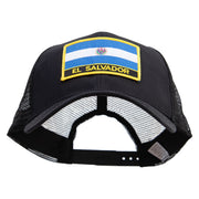 El Salvador Flag Patched Big Size Solid Cotton Twill High Profile Mesh Pro Style Cap - Black XL-3XL