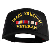 Iraqi Freedom Veteran Patched Solid Cotton Twill 5 panel Mesh Back Cap - Black OSFM