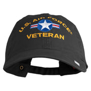 U.S. Air Force Roundel Veteran Embroidered Washed Solid Pigment Dyed Cotton Twill Brass Buckle Cap - Black OSFM