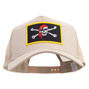 Skull and Choppers Red Scarf Patched New Big Size Trucker Mesh Cap - Khaki XL-3XL
