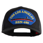 USS Los Angeles SSN 688 Blue Patched Solid Cotton Twill 5 panel Mesh Back Cap - Black OSFM
