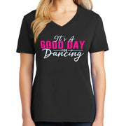 It Is A Good Day For Dancing Big Size Core Cotton V neck T-Shirt - Jet-Black XS