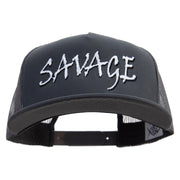Savage Embroidered Cap Big Size 5 Panels Mesh Flat Bill Snapback - Dk-Grey XL-3XL