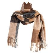 Multi Color Plaid Style Scarf - Black Brown OSFM