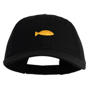 Plain Yellow Fish Sealife Embroidered Iron On Patched 6 Panel Washed Low Profile Dad Hat - Black OSFM