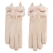 Women's Sleeping Fox Gloves - Beige OSFM
