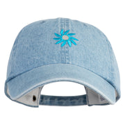 Mirrored Spiral Pinwheel Flower Iron On Patched Denim Cap - Light blue OSFM