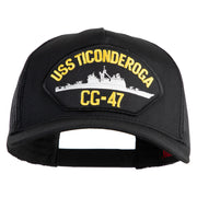 USS Ticonderoga CG 47 Patched Solid Cotton Twill 5 panel Mesh Back Cap - Black OSFM