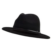 Women's Black Leatherette Band Fedora Hat - Black OSFM