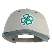 4 Leaf Clover Patched Pigment Dyed Wash Cap - Beige Green OSFM
