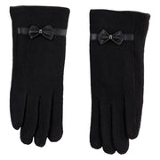 Women's Bow Band Texting Gloves - Black OSFM