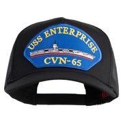 USS Enterprise CVN 65 Blue Patched Solid Cotton Twill 5 panel Mesh Back Cap - Black OSFM