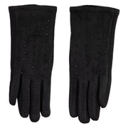 Women's Rhinestone Striped Texting Gloves - Black OSFM