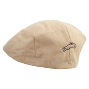 Running Rabbit Icon Embroidered Big Size Men's Linen Ivy Cap - Khaki XL-2XL