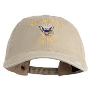 Veteran US Navy Embroidered Washed Cotton Twill Brass Buckle Cap - Khaki OSFM