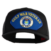 Gulf War Veteran USAF Blue Patched Solid Cotton Twill 5 panel Mesh Back Cap - Black OSFM