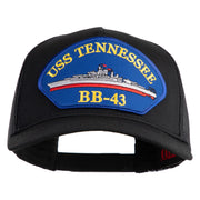 USS Tennessee BB 43 Blue Patched Solid Cotton Twill 5 panel Mesh Back Cap - Black OSFM
