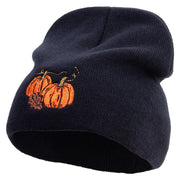 Thanksgiving Pumpkin Decorations Embroidered Big Size Superior Cotton Short Knit Beanie - Black XL-3XL