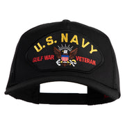 U.S. Navy Gulf War Veteran Patched Solid Cotton Twill 5 panel Mesh Back Cap - Black OSFM