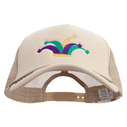 Madi Gras Carnival Crown Embroidered Big Size Big Foam Mesh Truck Cap - Khaki XL-3XL