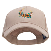 Autumn Flowers Embroidered Low Profile Structured Cap - Khaki OSFM