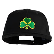 Clover Iron on Patched Flat Bill Snapback Twill Cap - Black OSFM